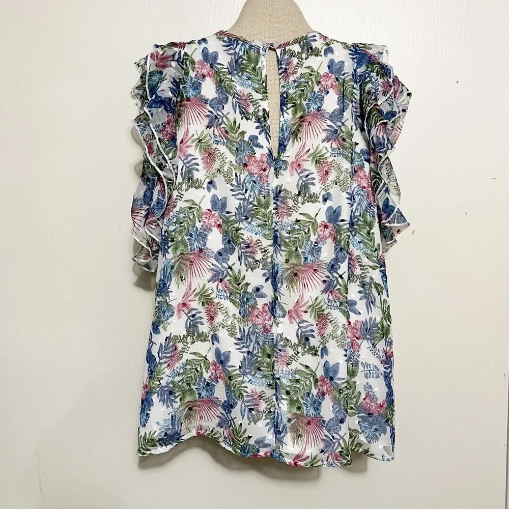 Walter Baker Tropical Swiss Dot Blouse M - Picture 4 of 10